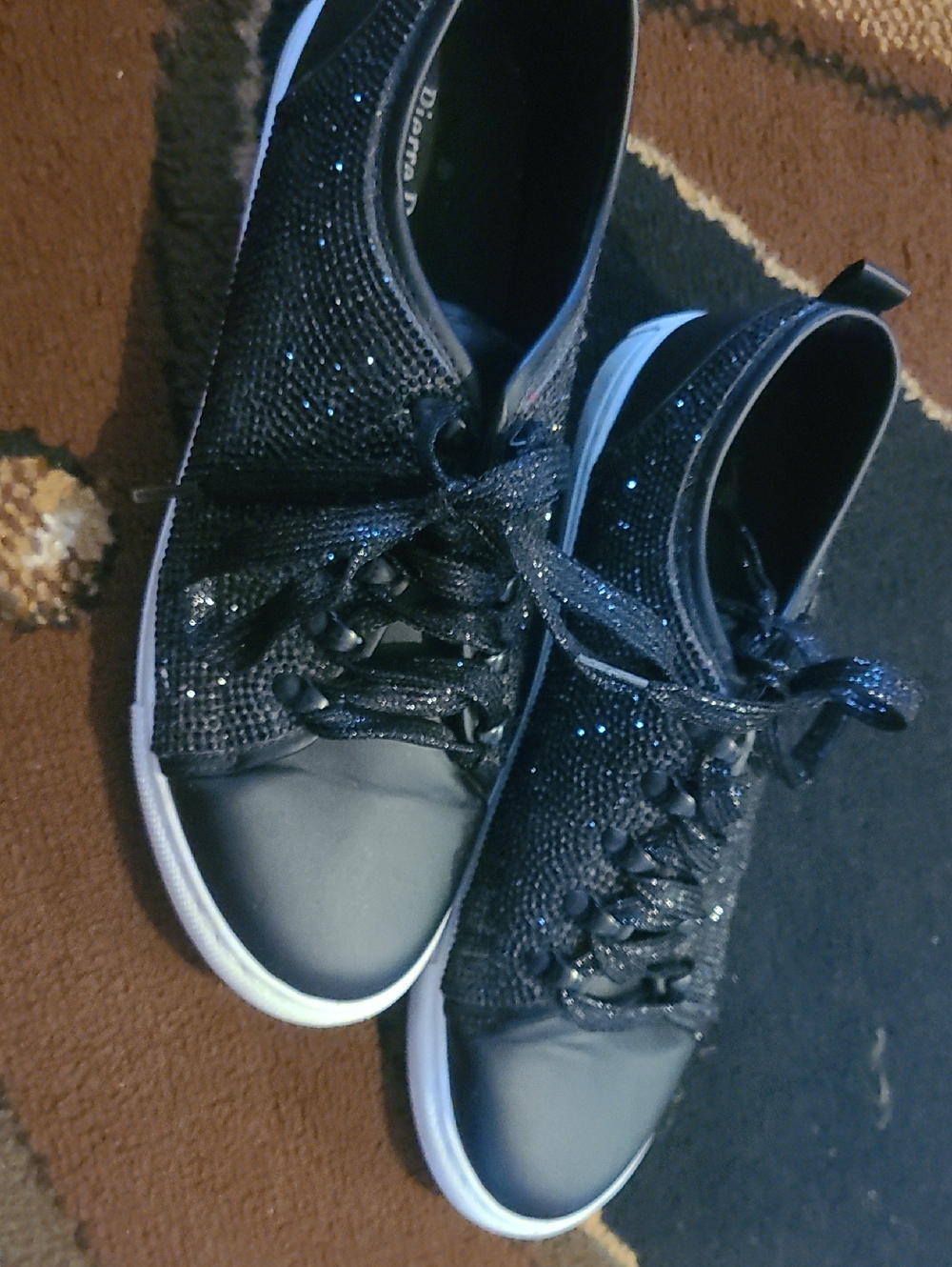 Pierre Dumas Black Sparkle Athletic Sneakers